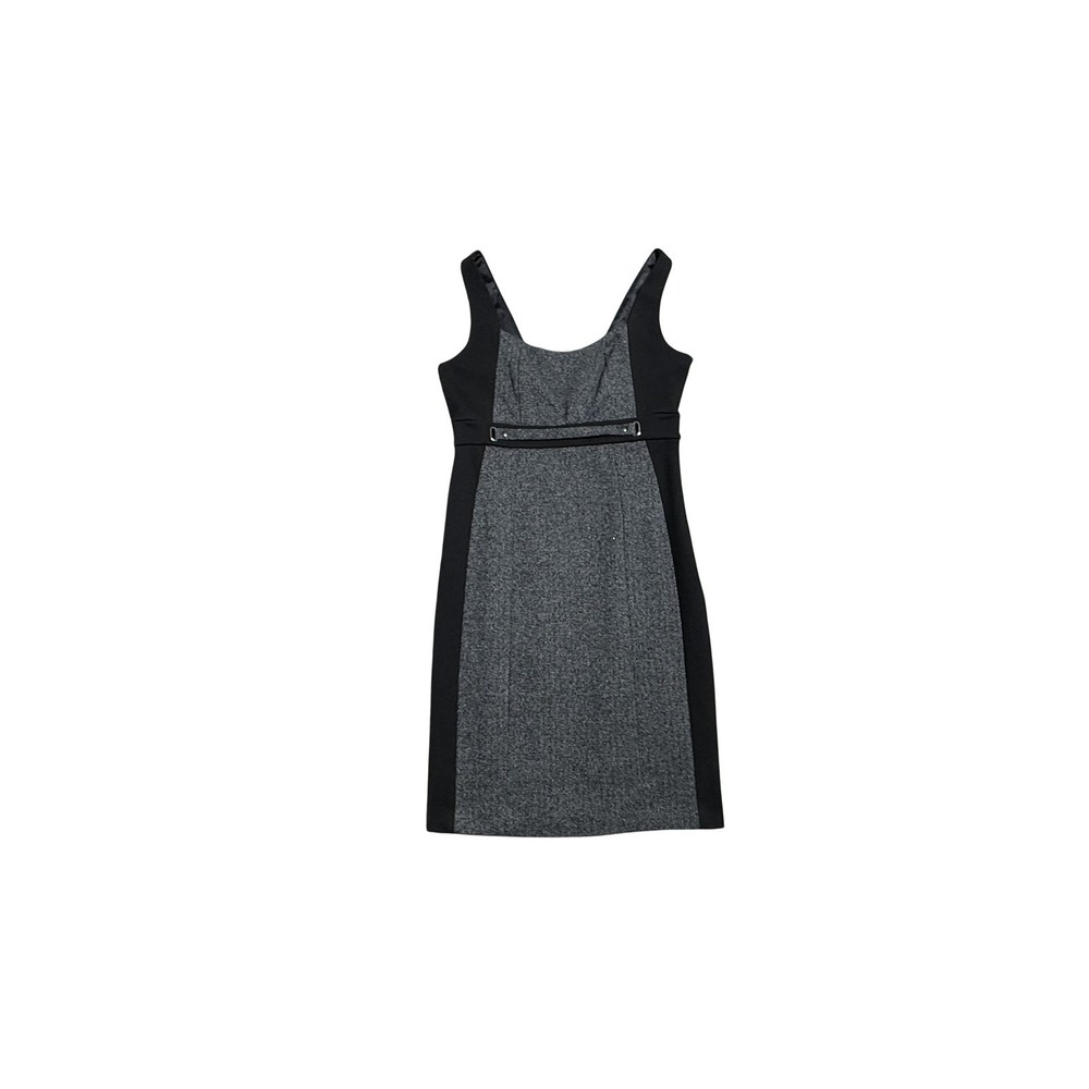 New York & Company Dress Womens Small Gray Herringbone Sheath Buckle Knit Pencil